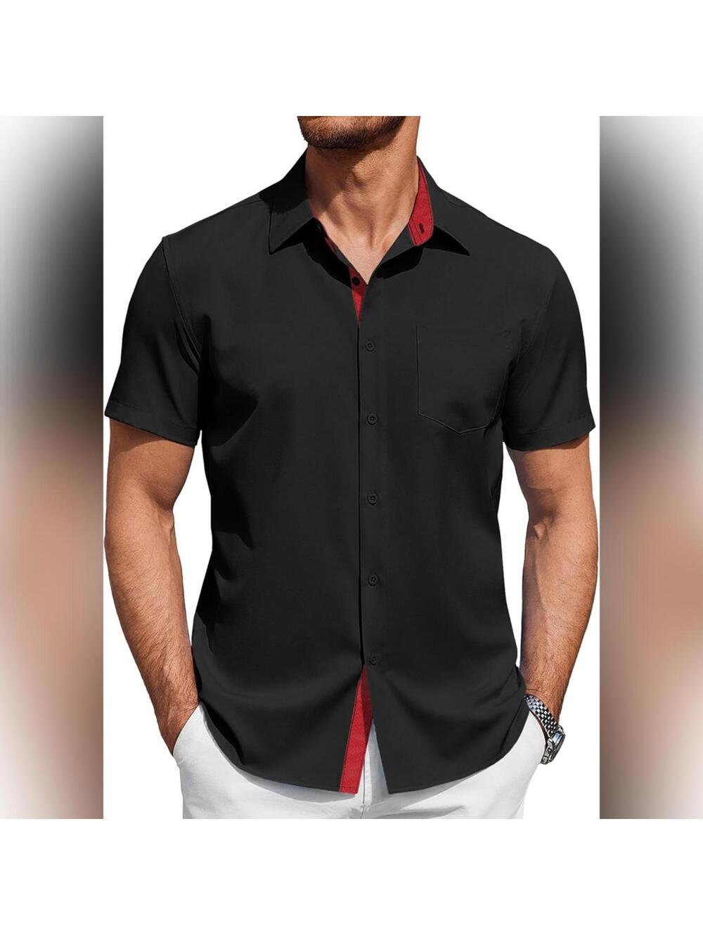 NWT COOFANDY Short Sleeve Button Down Men Wrinkle Free Business Casual Shirt, S